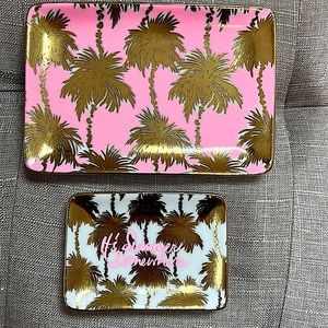 Lilly Pulitzer Set/2 Ceramic Trinket Trays NEW